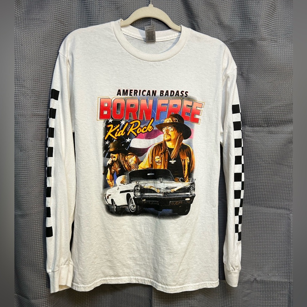 Gildan American Badass Born Free Long Sleeve Tee - White
